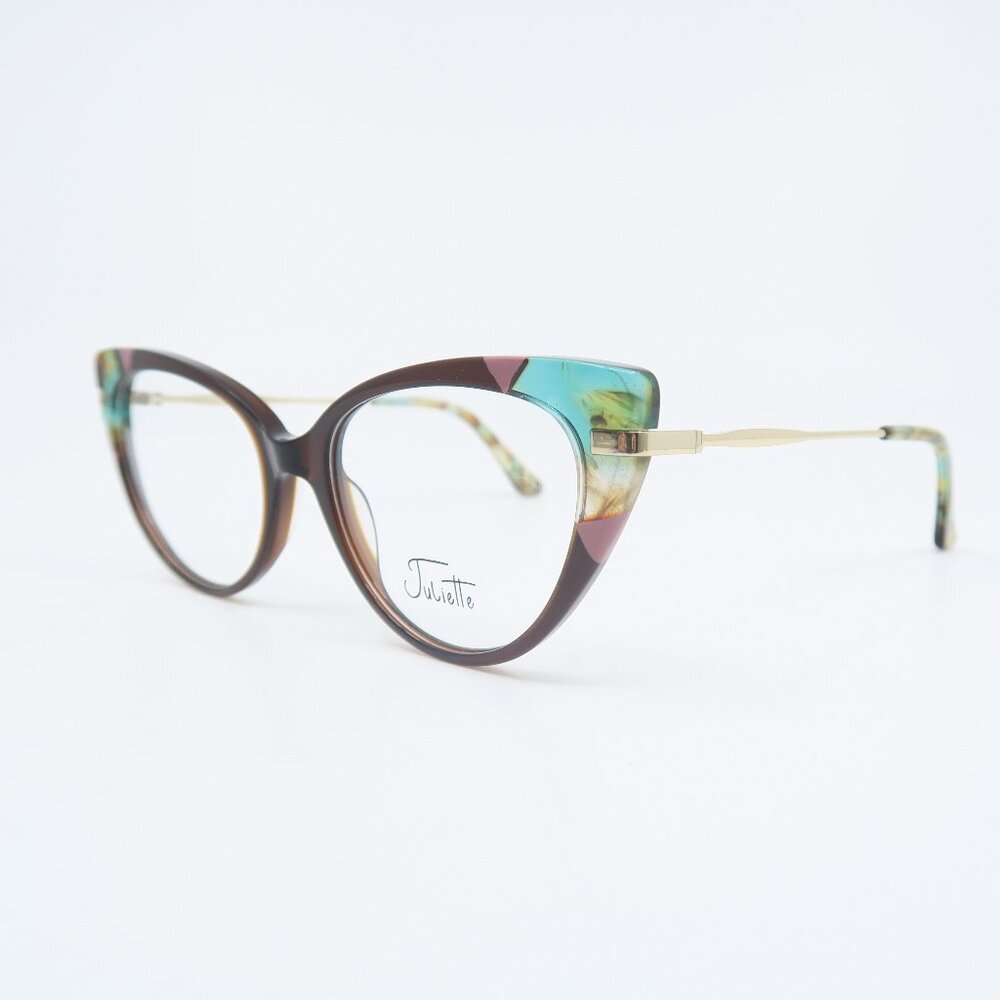Juliette FP2501 C3 53mm Brown Cat Eye Italian Fashion, New Women's Eyeglasses.